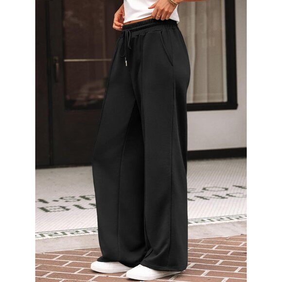 Womens Wide Leg Sweatpants Baggy Lounge Travel Pants Fall Fashion Outfits 2025 W - Picture 3 of 6